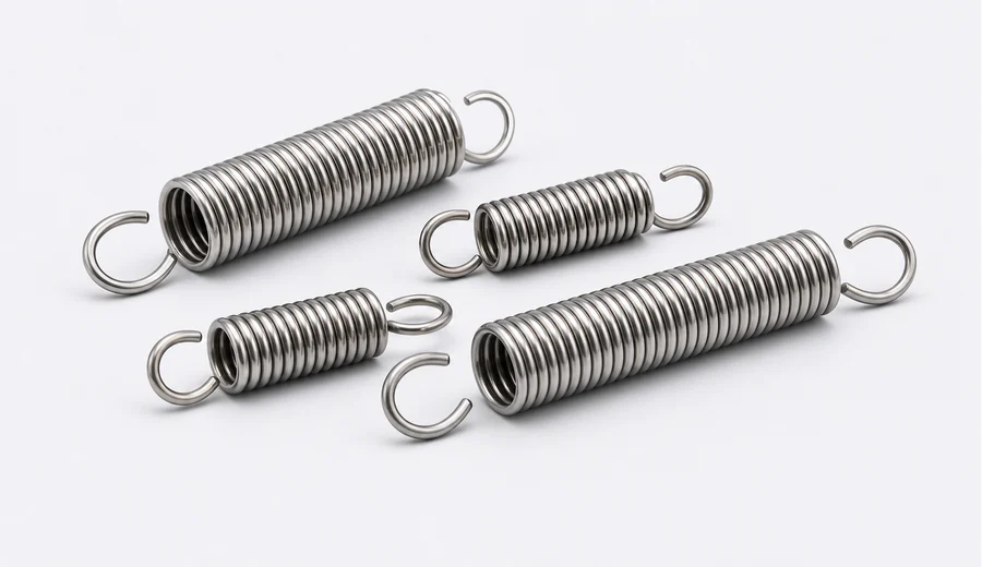 Custom extension springs with loop and hook ends