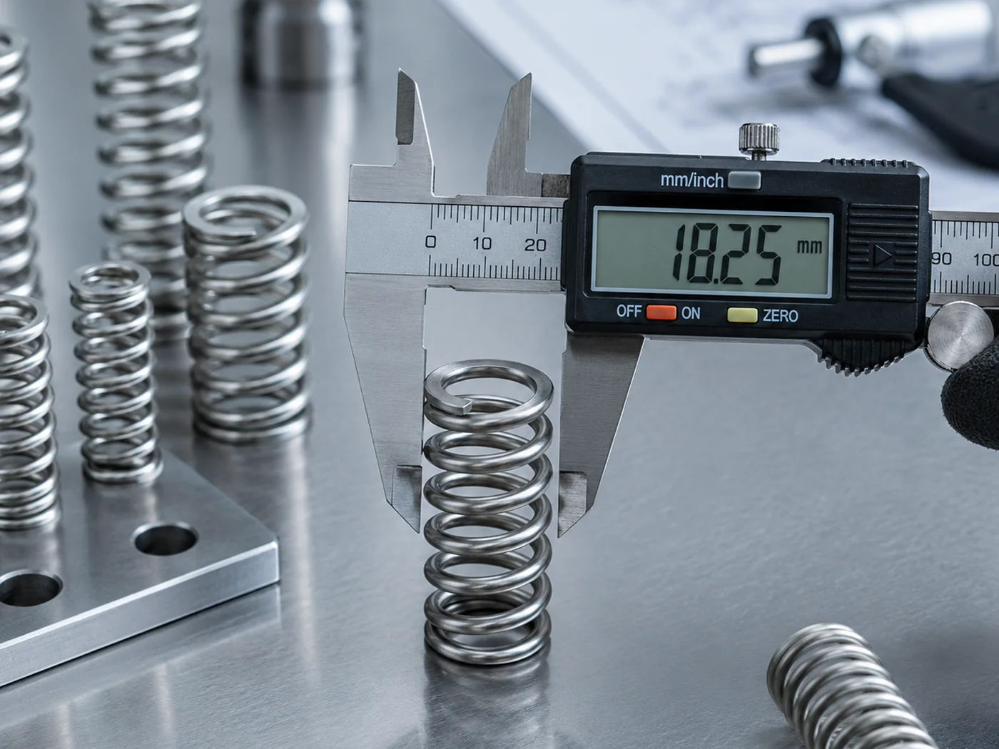 Caliper inspection for spring dimensions
